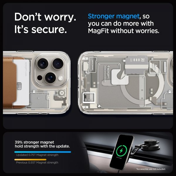 Spigen iPhone 15 Pro Max Deksel Ultra Hybrid Zero One MagFit Natural Titanium