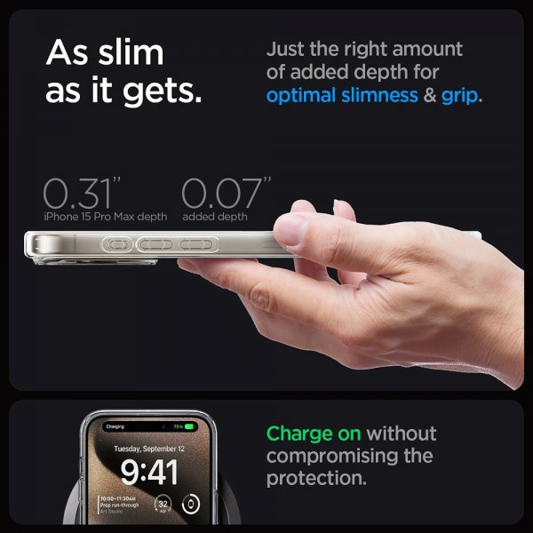 Spigen iPhone 15 Pro Max Deksel Ultra Hybrid Zero One MagFit Natural Titanium