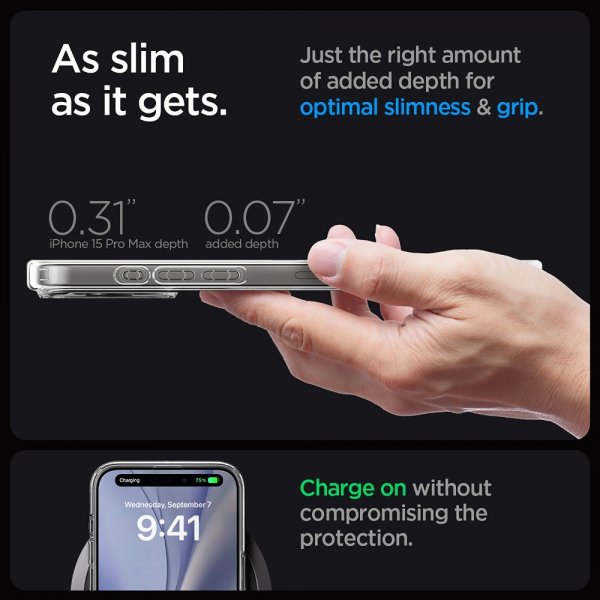 Spigen iPhone 15 Pro Max Deksel Ultra Hybrid Zero One MagFit Hvit