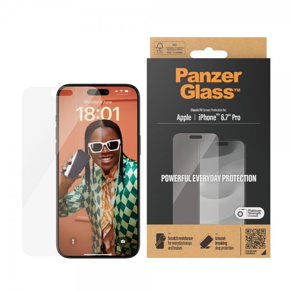 PanzerGlass iPhone 15 Pro Max Skjermbeskytter Classic Fit
