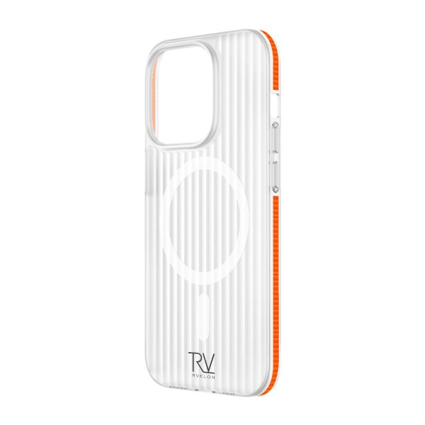 Rvelon iPhone 15 Pro Deksel Korrugerte MagSafe Oransje