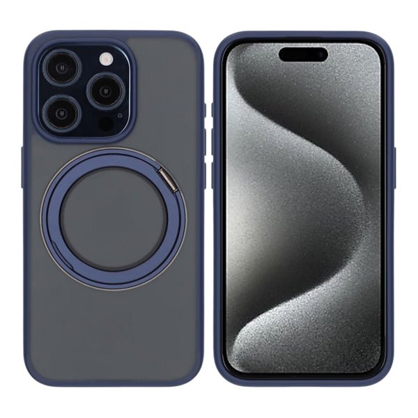 iPhone 15 Pro Deksel Roterbart Stativ Blå