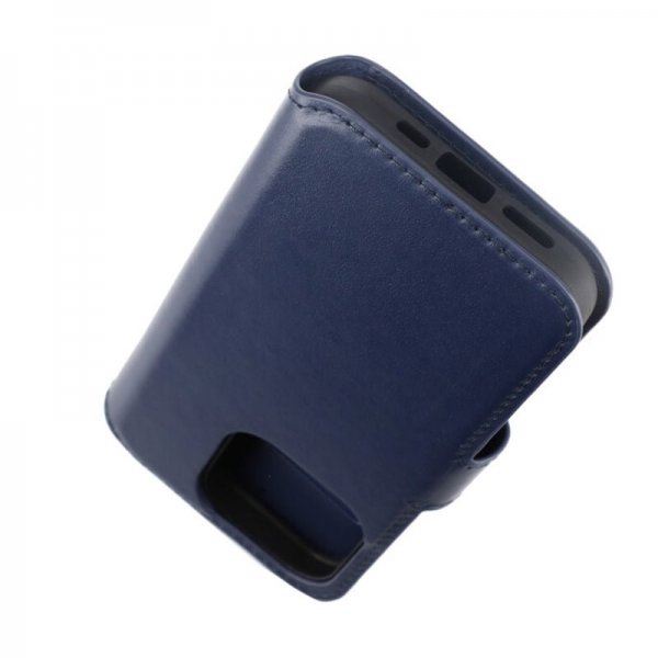 Rvelon iPhone 15 Pro Etui Ekte Skinn Blå