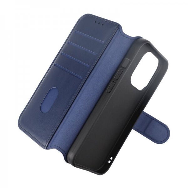 Rvelon iPhone 15 Pro Etui Ekte Skinn Blå