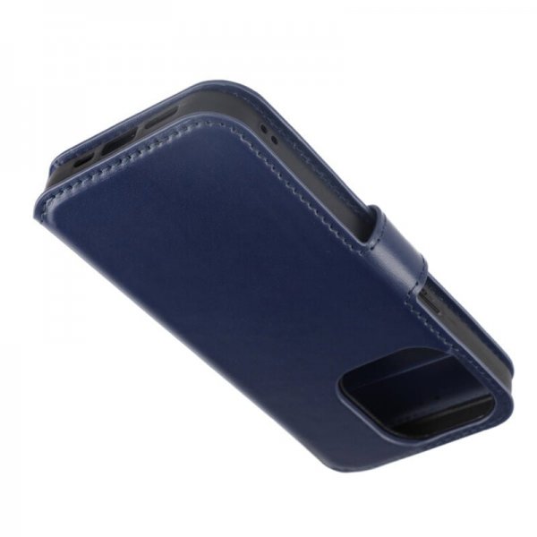 Rvelon iPhone 15 Pro Etui Ekte Skinn Blå