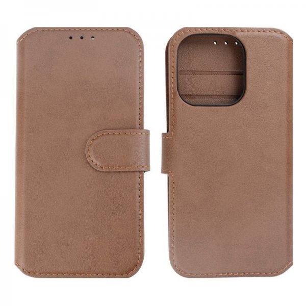 Rvelon iPhone 15 Pro Etui Ekte Skinn Brun