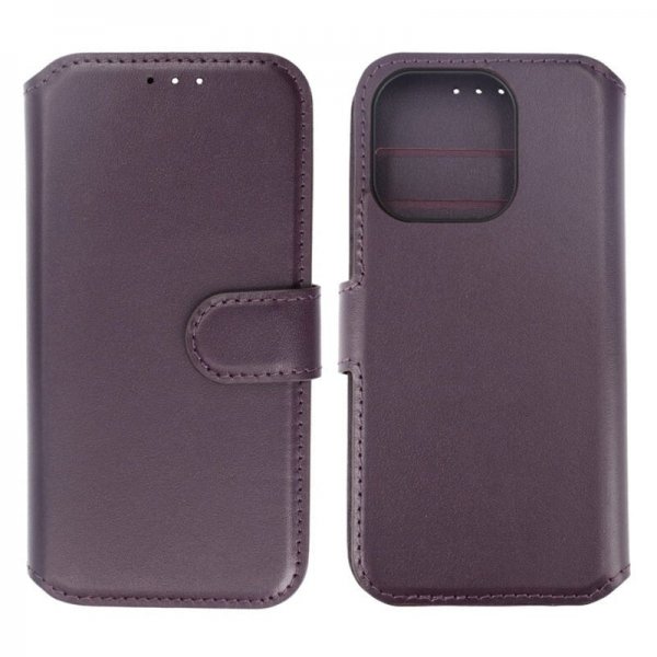 Rvelon iPhone 15 Pro Etui Ekte Skinn Lilla