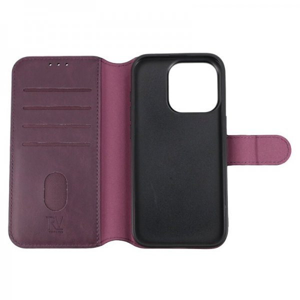 Rvelon iPhone 15 Pro Etui Detachable Wallet Case Lilla
