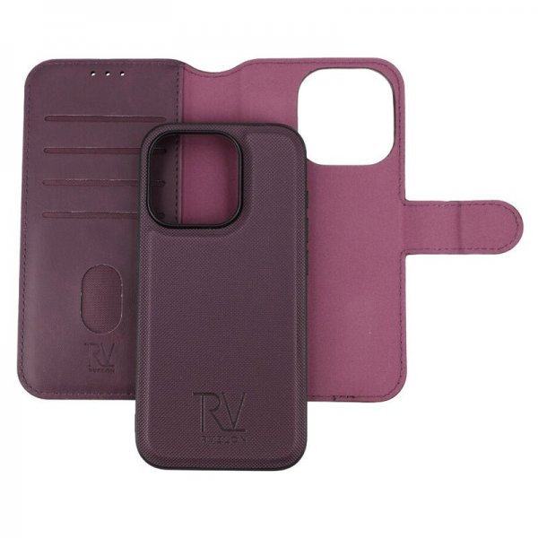 Rvelon iPhone 15 Pro Etui Detachable Wallet Case Lilla