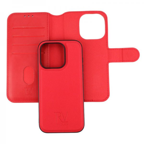 Rvelon iPhone 15 Pro Etui Detachable Wallet Case Rød