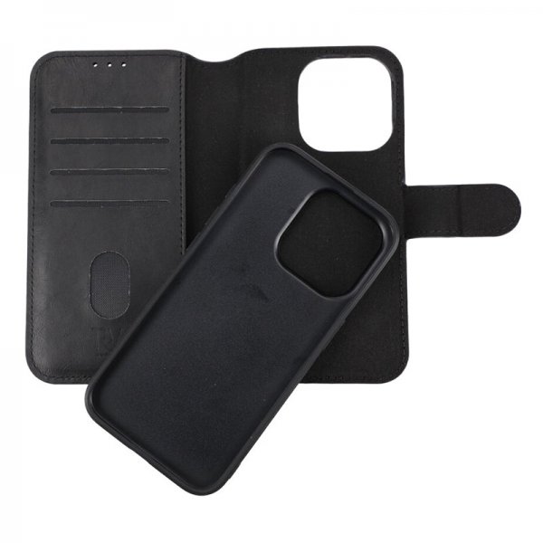 Rvelon iPhone 15 Pro Etui Detachable Wallet Case Svart