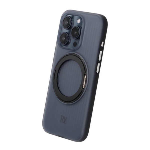 Rvelon iPhone 15 Pro Deksel Roterbart Stativ Svart