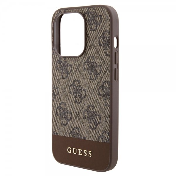 Guess iPhone 15 Pro Deksel Bottom Stripe MagSafe Brun