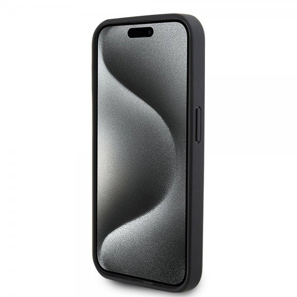 Mercedes Benz iPhone 15 Pro Deksel Carbon Effect Leather Stripe AMG Svart