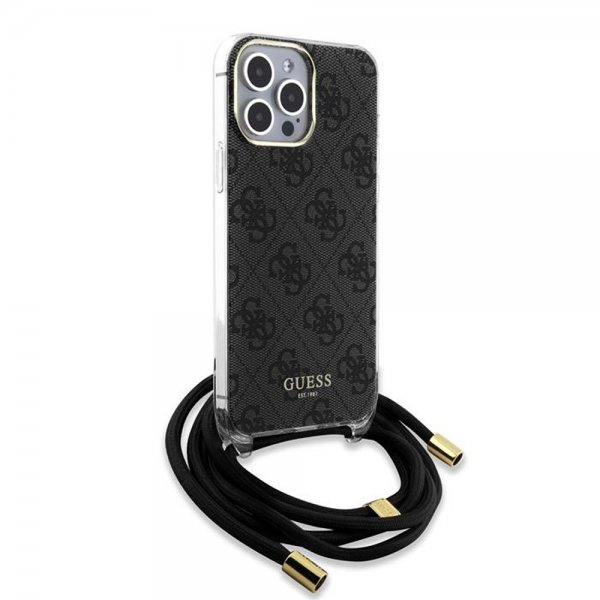 Guess iPhone 15 Pro Deksel Crossbody Cord Svart
