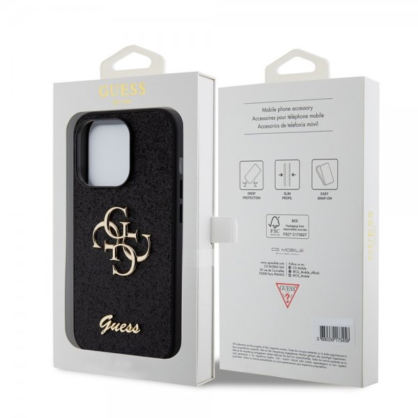 Guess iPhone 15 Pro Deksel Fixed Glitter Svart
