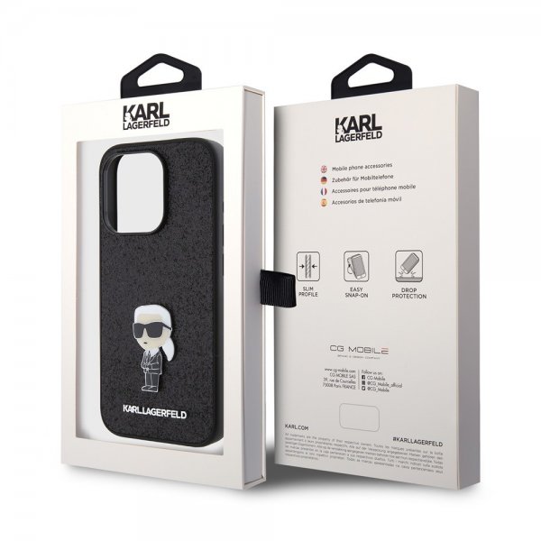 Karl Lagerfeld iPhone 15 Pro Deksel Fixed Glitter Svart