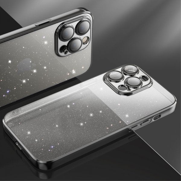 X-Level iPhone 15 Pro Deksel Glitter Transparent Svart