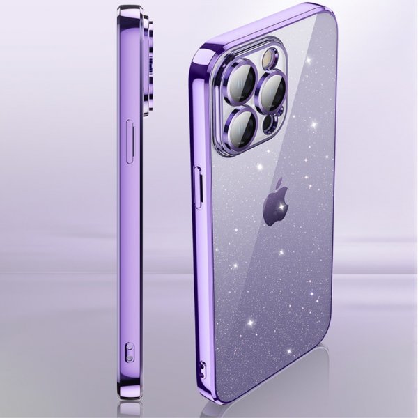 X-Level iPhone 15 Pro Deksel Glitter Transparent Svart
