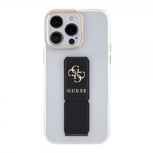 Guess iPhone 15 Pro Deksel Grip Stand Clear Transparent