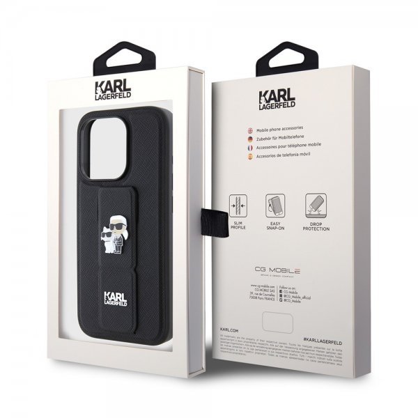 Karl Lagerfeld iPhone 15 Pro Deksel Grip Stand Function Svart