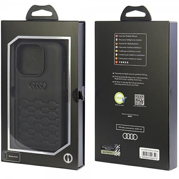 Audi iPhone 15 Pro Deksel GT Synthetic Leather Svart