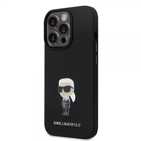 Karl Lagerfeld iPhone 15 Pro Deksel Ikonik Metal Pin Svart