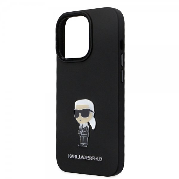 Karl Lagerfeld iPhone 15 Pro Deksel Ikonik Metal Pin Svart