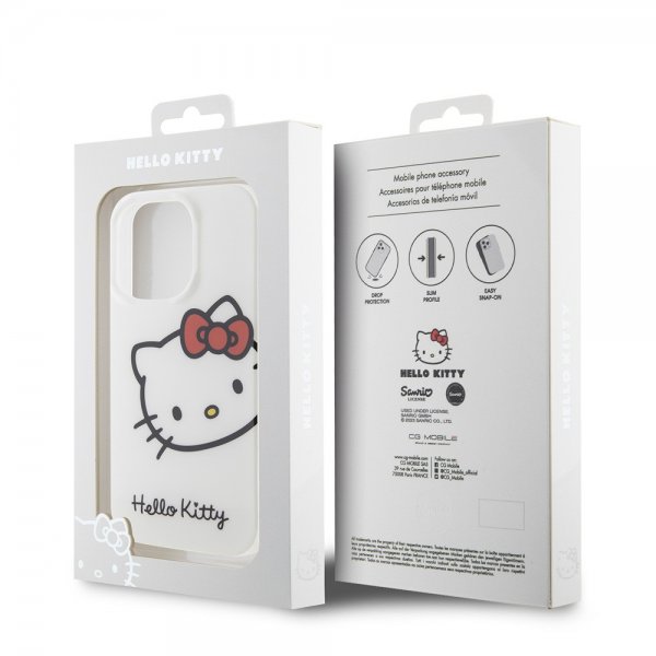 Hello Kitty iPhone 15 Pro Deksel Kitty Logo Hvit