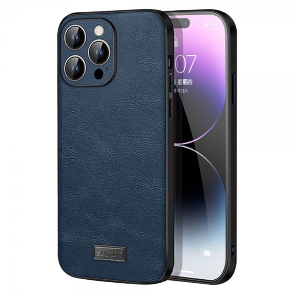 Sulada iPhone 15 Pro Deksel Skinntekstur Blå
