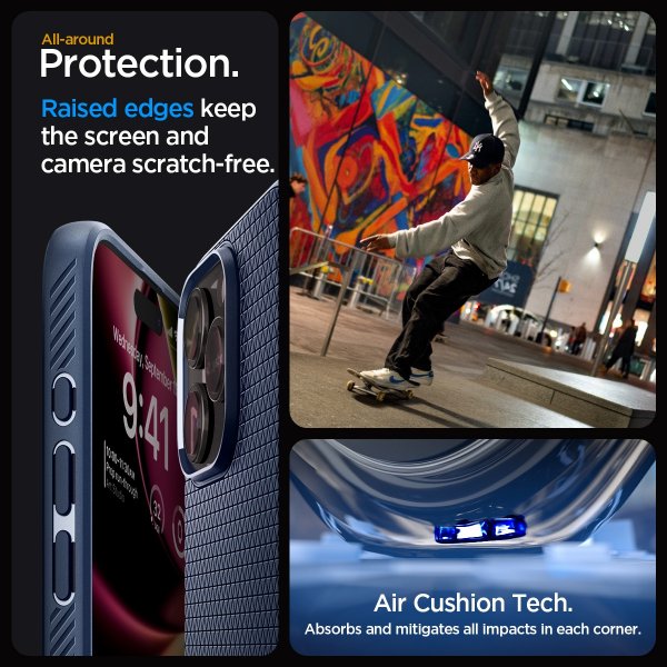 Spigen iPhone 15 Pro Deksel Liquid Air Navy Blue