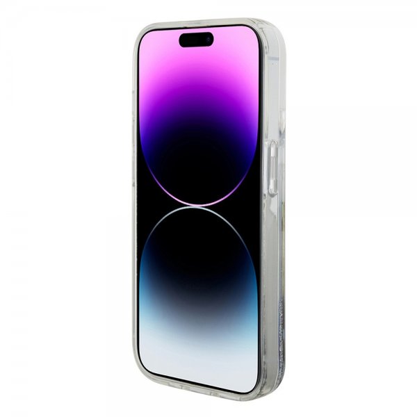 Karl Lagerfeld iPhone 15 Pro Deksel Liquid Glitter NFT Karl Sølv