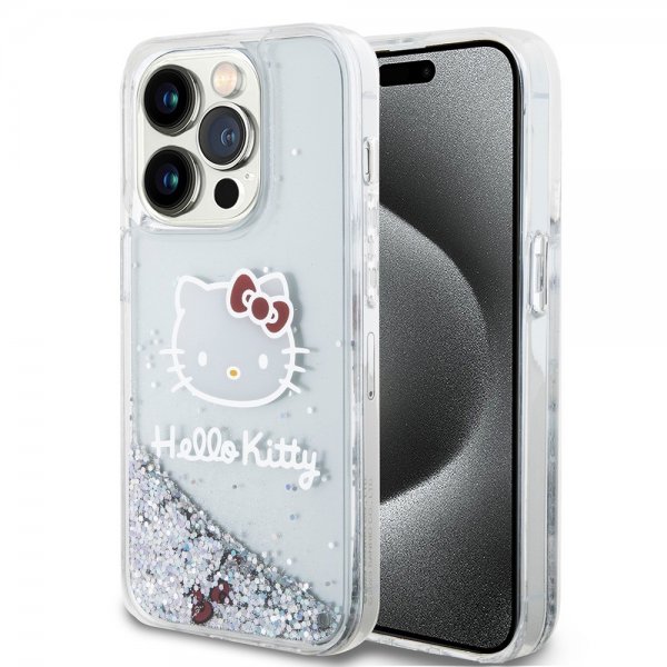 Hello Kitty iPhone 15 Pro Deksel Liquid Glitter Translucent
