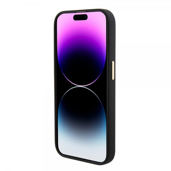 Guess iPhone 15 Pro Deksel Liquid Silicone Metal Logo Svart