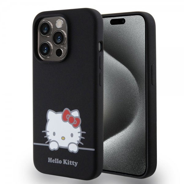 Hello Kitty iPhone 15 Pro Deksel Liquid Silicone Svart