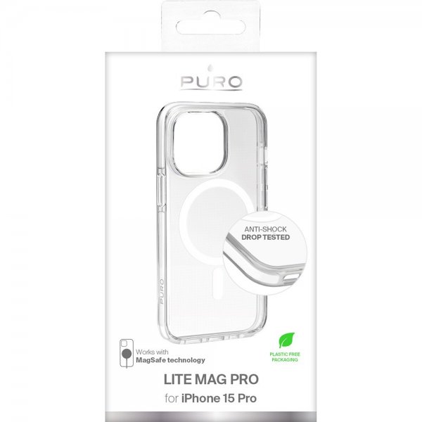 Puro iPhone 15 Pro Deksel LITE MAG PRO Transparent