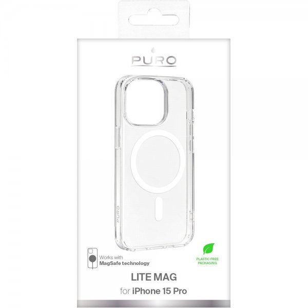 Puro iPhone 15 Pro Deksel LITE MAG Transparent