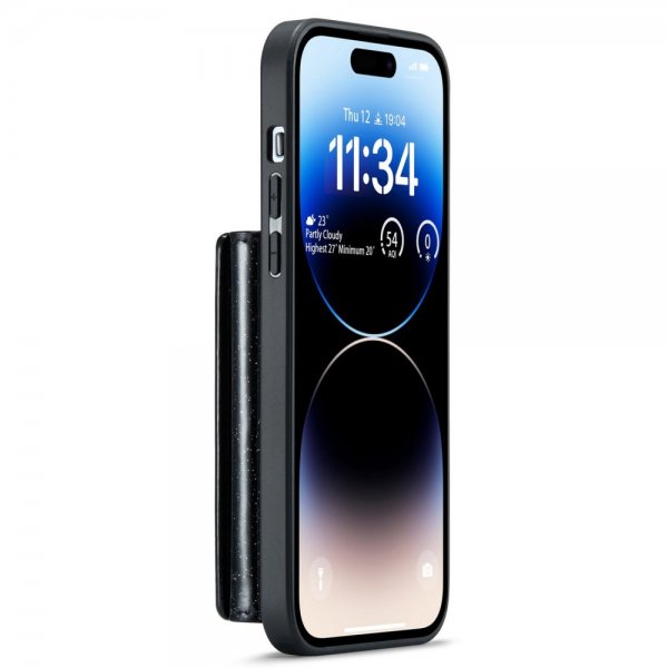 Dg.Ming iPhone 15 Pro Deksel M3 Series Avtakbart Kortholder Glitter Svart
