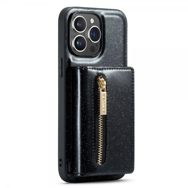 Dg.Ming iPhone 15 Pro Deksel M3 Series Avtakbart Kortholder Glitter Svart