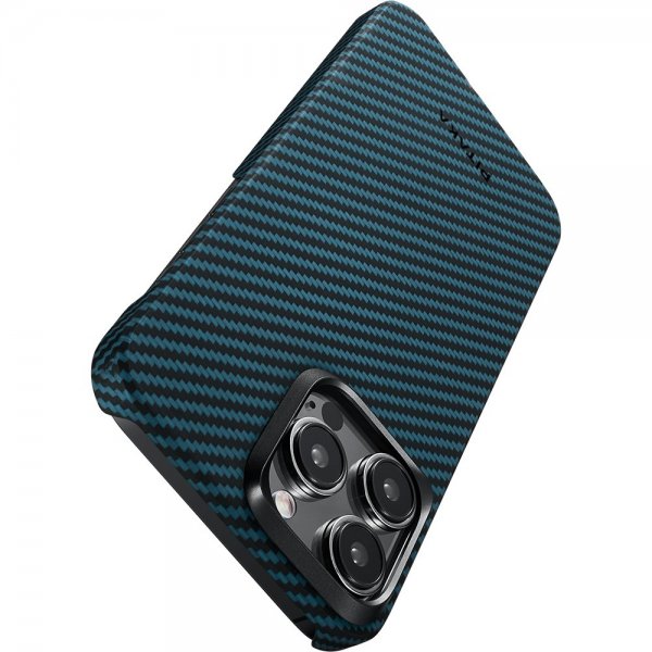 Pitaka iPhone 15 Pro Deksel MagEZ Case 4 Black/Blue Twill