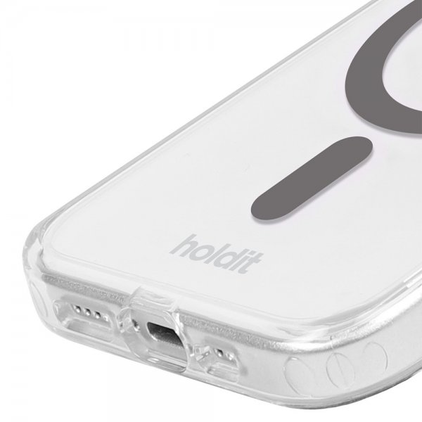 holdit iPhone 15 Pro Deksel MagSafe Case Space Gray Transparent