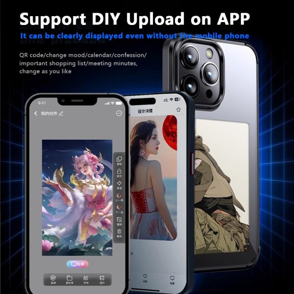 iPhone 15 Pro Deksel Innebygd skjerm E Ink Case Hvit