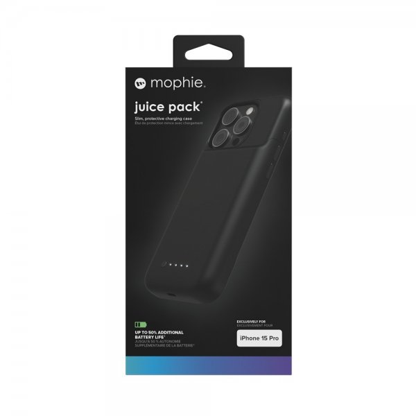 Mophie iPhone 15 Pro Deksel med innebygd Powerbank Juice Pack Svart