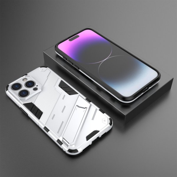 iPhone 15 Pro Deksel med Stativ Hvit