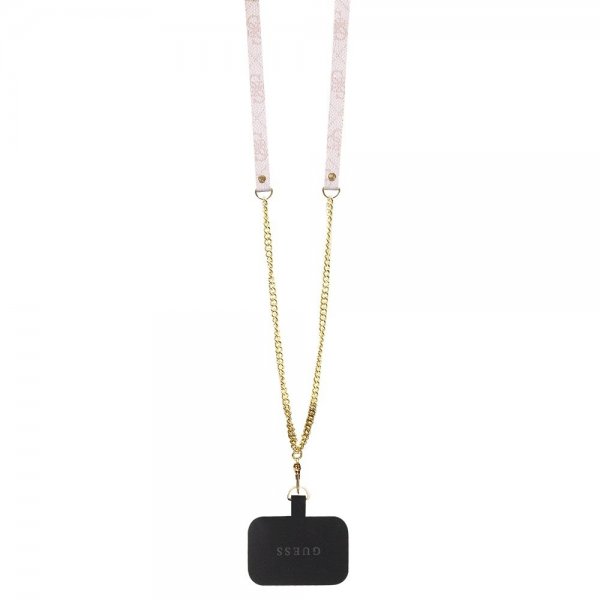 Guess iPhone 15 Pro Deksel Metal Logo Strass Crossbody Strap Rosa