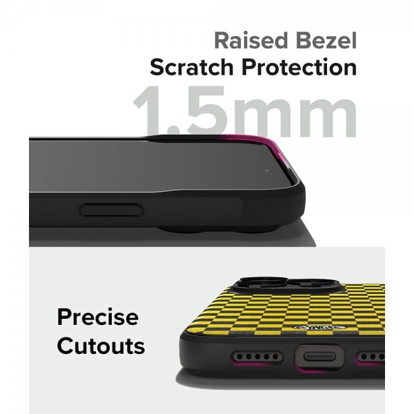 Ringke iPhone 15 Pro Deksel Onyx Design Checkerboard Yellow