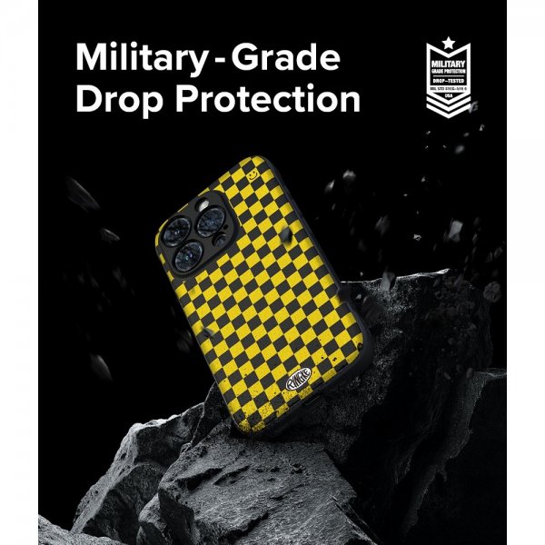 Ringke iPhone 15 Pro Deksel Onyx Design Checkerboard Yellow