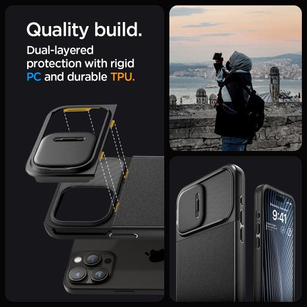 Spigen iPhone 15 Pro Deksel Optik Armor MagFit Svart