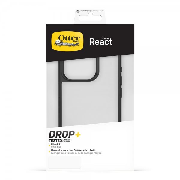 Otterbox iPhone 15 Pro Deksel React Black Crystal