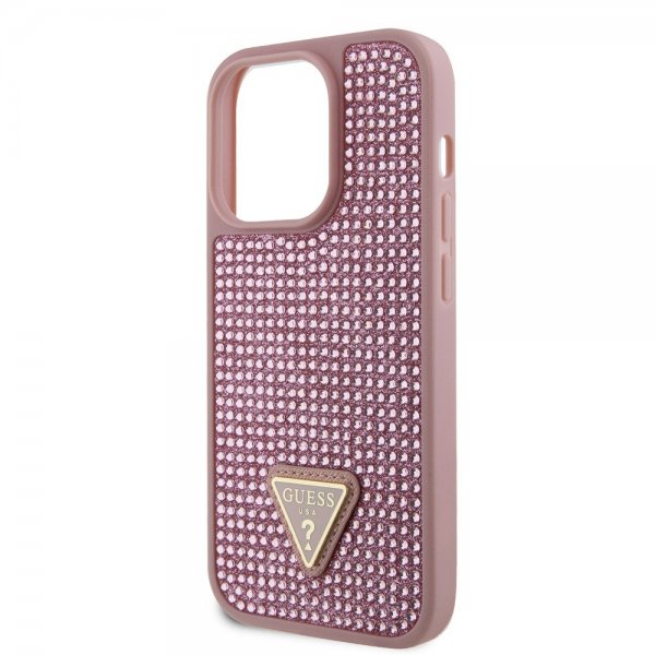 Guess iPhone 15 Pro Deksel Rhinestone Rosa
